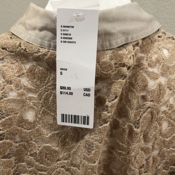 Urban Outfitters Callie cropped blouse with lace and long sleeves. Beige. Size S - Picture 8 of 11